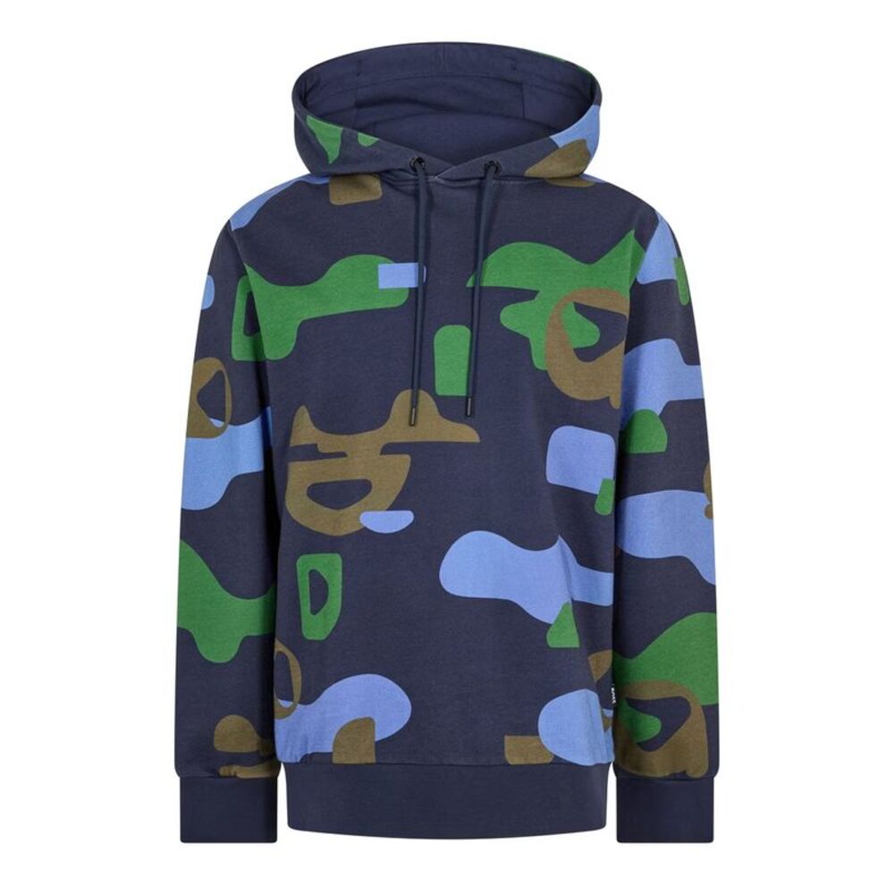 Boss Mens Camouflage Logo Hoodie / Dark Blue